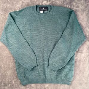 Peruvian Connection 100% Alpaca Knit Crew Neck Sweater Large Green Blue